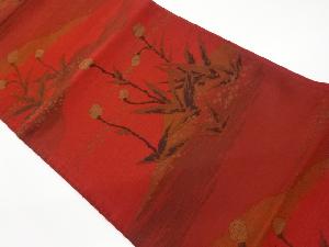 リサイクル 草花模様織出し袋帯